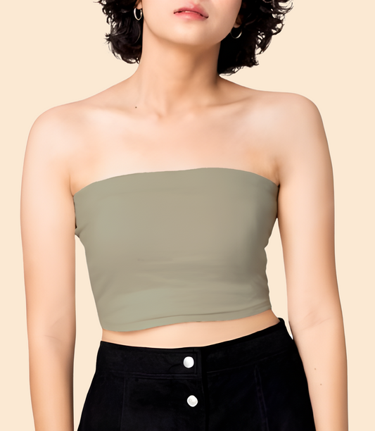 Artichoke Green Tube Crop Top (Women | Bandeau Top)
